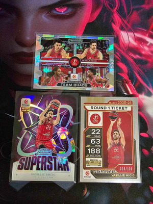 2025-26 Panini Contenders Euroleague Vasilije Micic Hapoel Tel Aviv 3 Numbered Cards new