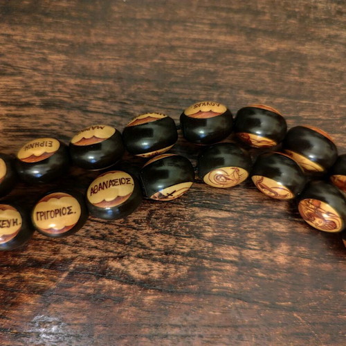 Worry beads with saints like new, ebony and handmade iconography