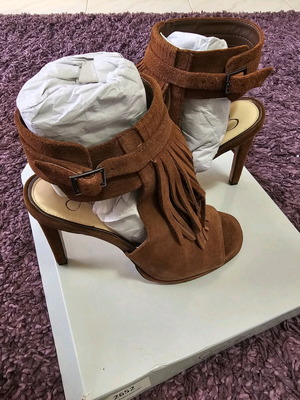 Σουέτ κάμελ πέδιλο Jessica Simpson με κρόσσια, καινούργιο, Νο 39