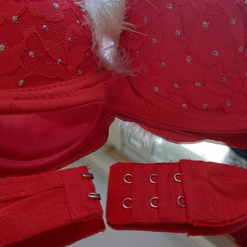 Christmas bra used with feathers red 80B/C