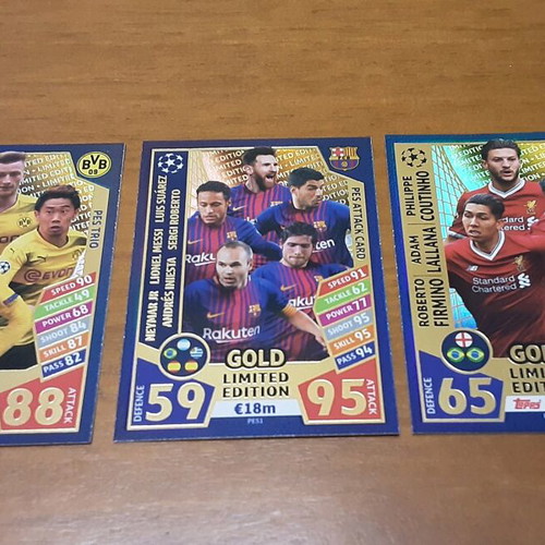 Topps Match Attax UEFA Champions League Gold Limited Edition collectible cards like new, 3 pcs
