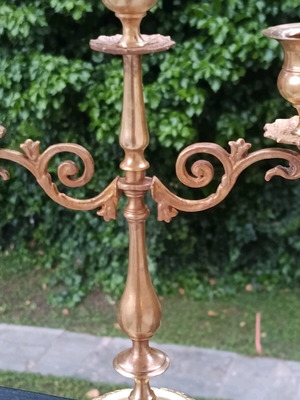 Vintage antique brass candelabra three-arm like new