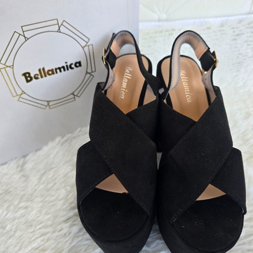 Bellamica platform sandals size 39 black suede new