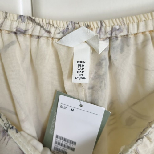 H&M Maxi Floral Skirt with Viscose Size M new, pastel yellow beige