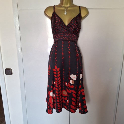 Ted Baker ladies silk dress with ribbon tie back size 3, like new