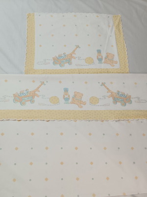 Vintage baby crib set with sheet and pillowcase, like new