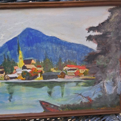 Oil painting "Landscape" signed by Romanian artist, like new, 40×22cm