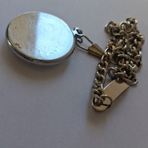 ZARIA Retro pocket watch used, wind-up, gray and silver