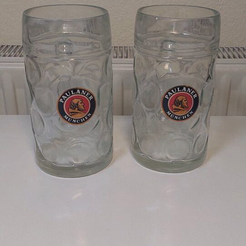 Paulaner beer glasses 1L set of two like new