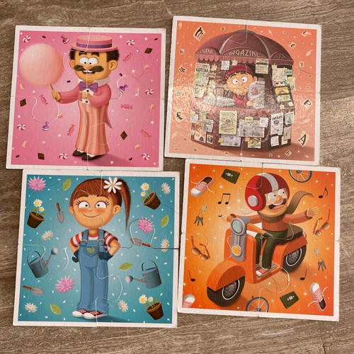 Puzzles for children used, set of 4 pieces for ages 3-6