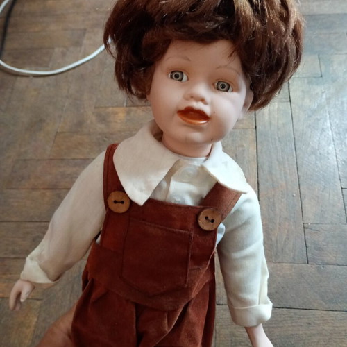 Vintage porcelain doll, boy handmade
