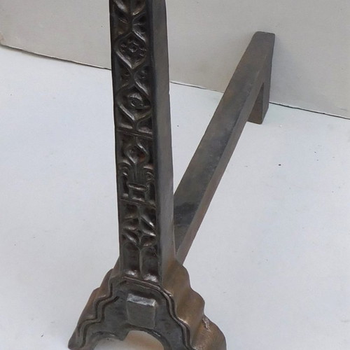 Cast iron andirons pair about 130 years old