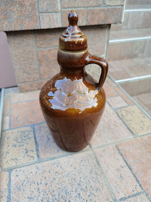 Ceramic container with lid used, handmade traditional Bulgarian