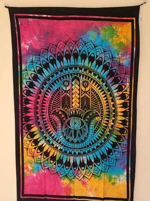 Om tapestry throw like new, 70x120, 100% Indian cotton