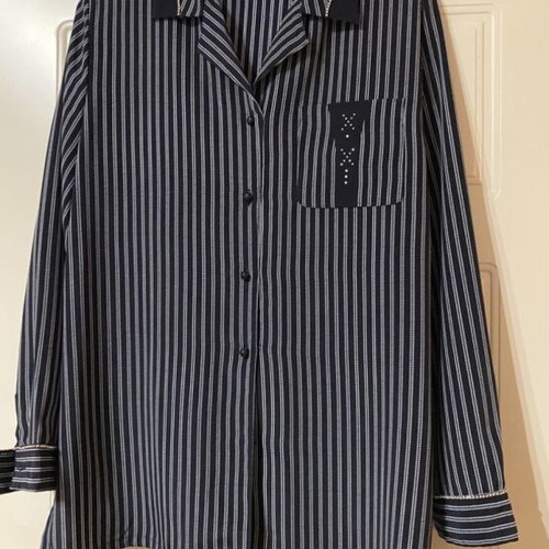 Striped women's shirt size L like new with rhinestone details