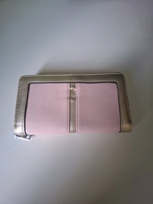 Phil women's wallet, metallic gold and pastel pink