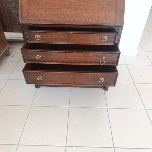 English Oak Bureau vintage used, solid wood 1920s-1930s