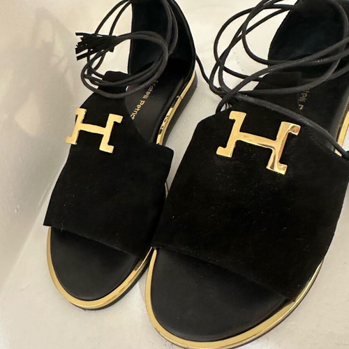 Fratelli Petridi suede leather sandal used, black, size 37