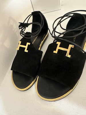Fratelli Petridi suede leather sandal used, black, size 37