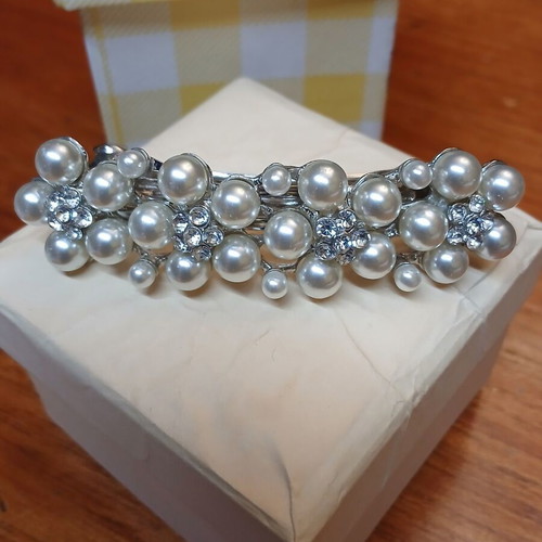 Hair Clip used with Faux Pearls and Rhinestones, Metal