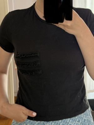 Zara Trafaluc μαύρο βαμβακερό t-shirt με διακοσμητική τσέπη μέγεθος S σαν καινούργιο