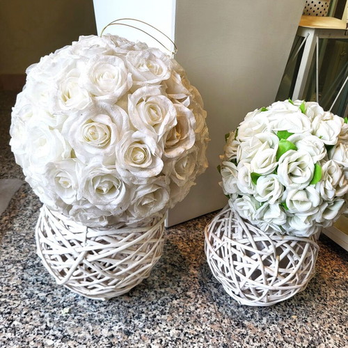 Decorative Ball of White Roses like new
