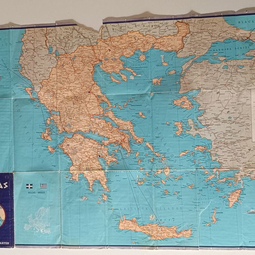 Hellas Vintage Foldable Map of Greece like new