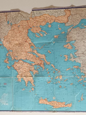Hellas Vintage Foldable Map of Greece like new