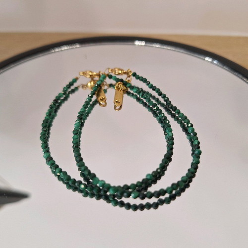Handmade bracelets with natural malachite stones, new