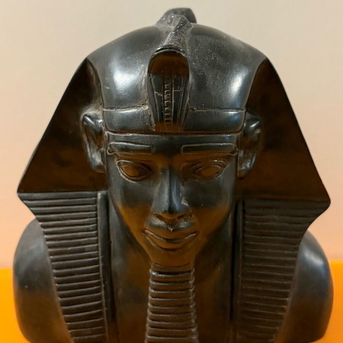 Egyptian Pharaoh bust used, black stone