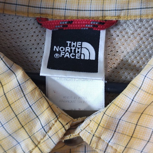 The North Face men's yellow checked quick-dry shirt size L, like new