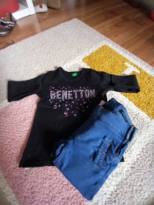 Σετ παιδικό για κορίτσι 2 ετών Benetton σαν καινούργιο, μαύρο και μπλε