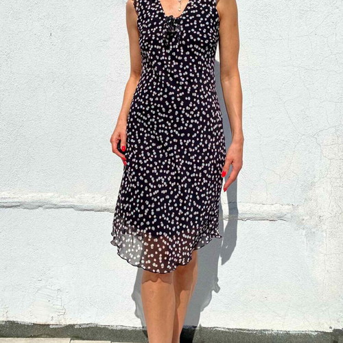 Polkadot dress size S, like new, black