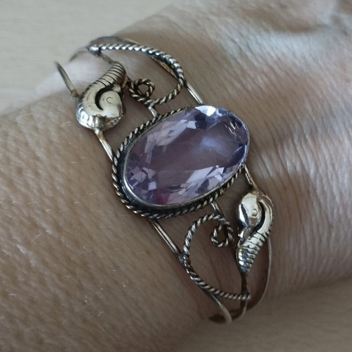 Handmade adjustable bracelet with large purple stone like new