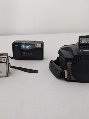 Three vintage cameras used Canon Kodak Instamatic STAR275