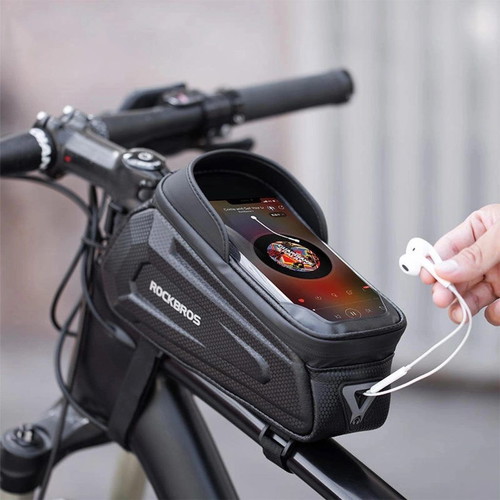 Rockbros B68-1 armored bicycle bag with phone holder 1.7l, black