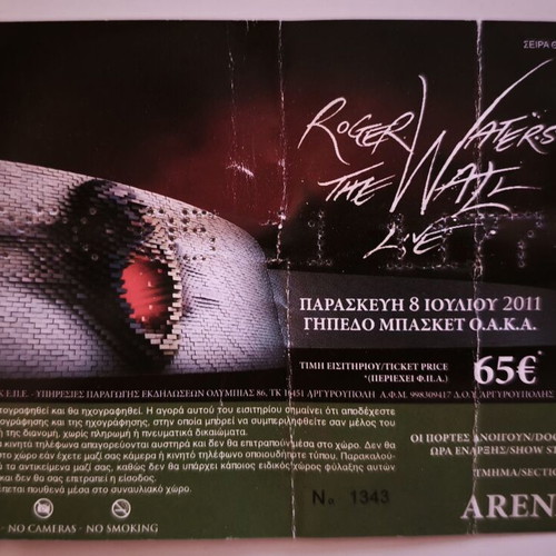 Roger Waters The Wall 2011 ticket used