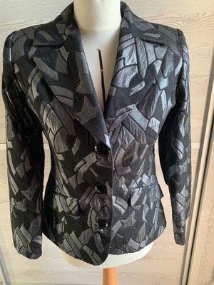 Evening jacket in gros satin like new, black and grey