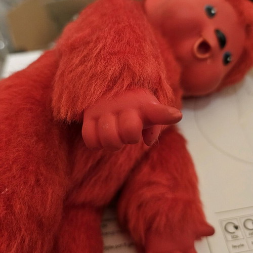 Monchhichi devil doll vintage used, red 02