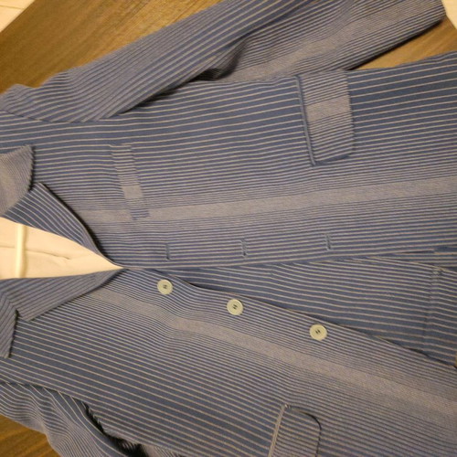 No Name striped suit used, size Large, blue