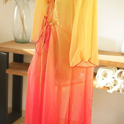Beachwear bikini with kimono new, yellow and orange gradient
