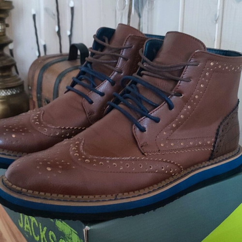 Brogue men's boots Jackson like new, brown and blue, size 44