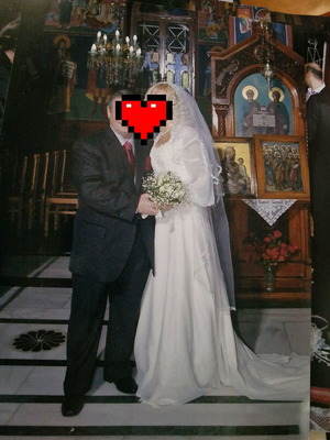 American Retro wedding dress like new with veil and long train