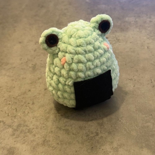 Handmade knitted frog onigiri doll made to order