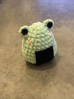 Handmade knitted frog onigiri doll made to order