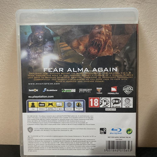 F.E.A.R. 2 PS3 game used, full set with minor scratches