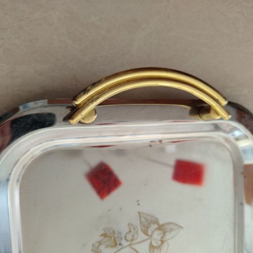 Serving trays, set of 2, chrome plated, different sizes