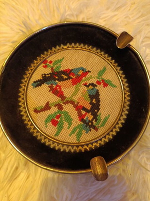 Vintage embroidered ashtray handmade, like new