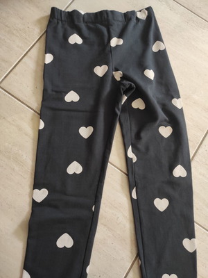 H&M girls' leggings with lining 140 cm, like new, black and white