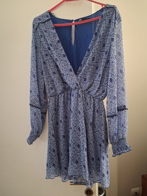 Zara short dress like new, white and blue, size L